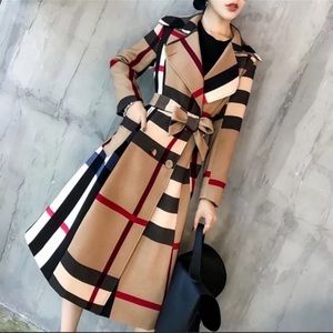 Plaid trench coat